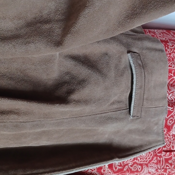 Vintage Split End Ltd Tan Suede Open Front, high collar Jacket Size 11/12 - Picture 4 of 8